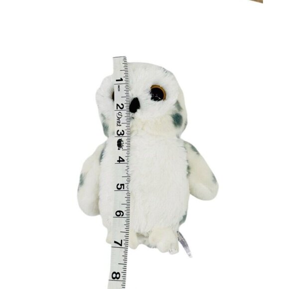 Aurora White Snow Owl Spotted Realistic Plush Stuffed Animal 7" - Picture 5 of 8